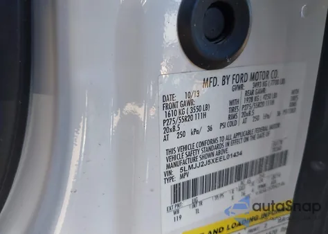 2014 Lincoln Navigator из США, поврежденный, VIN 5LMJJ2J5XEEL01434